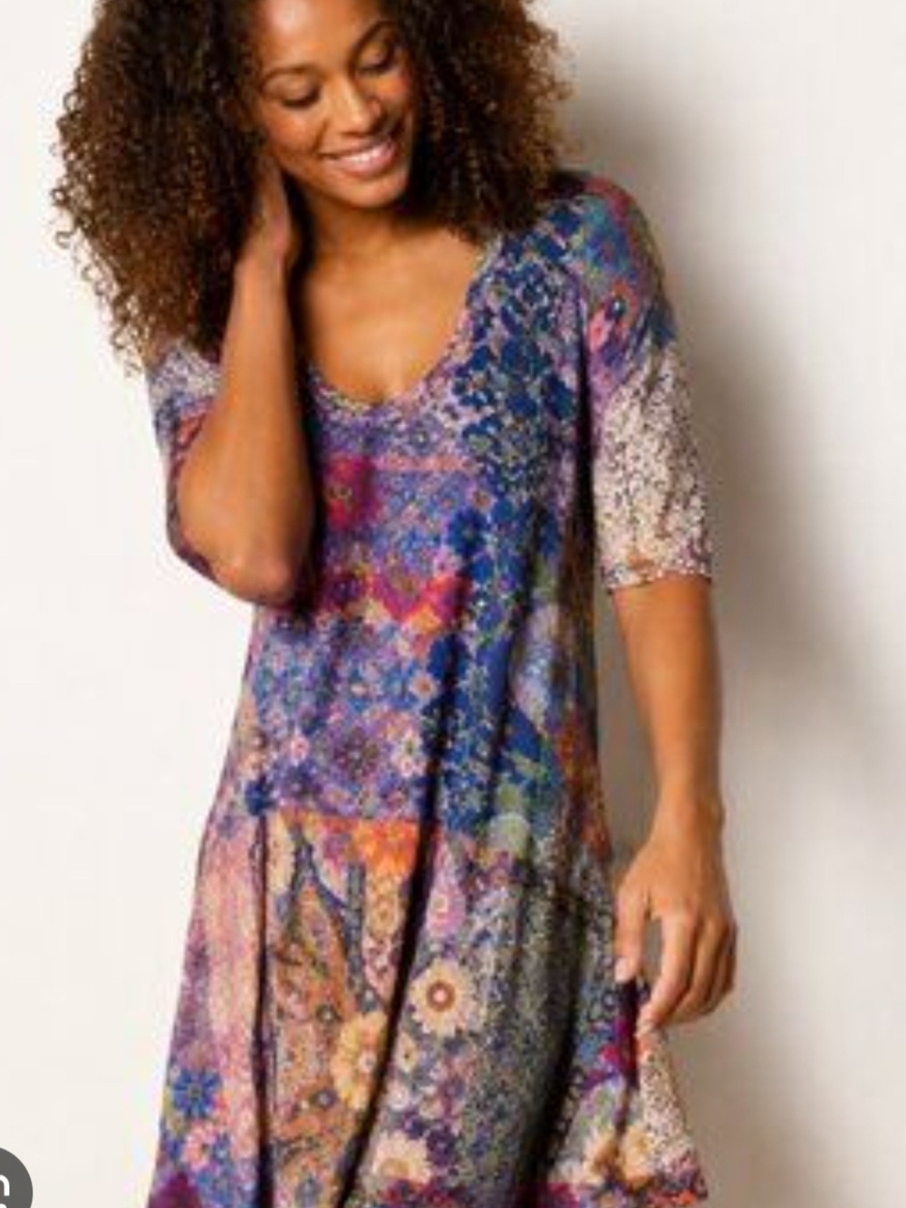 NATURAL LIFE Multicolor Floral Patchwork Scoop Neck BUTTERSOFT DRESS